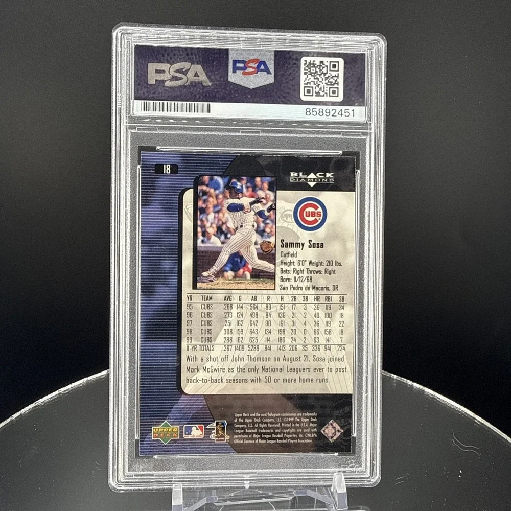 2000 Black Diamond - Sammy Sosa #18 PSA Authentic Autograph